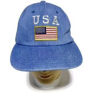USA Patriotic Ball Cap White With American Flag by Paris Accessories Adjustable